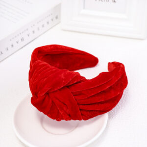 Big red gold velvet wide headband