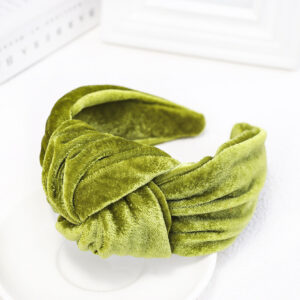 Green gold velvet wide headband