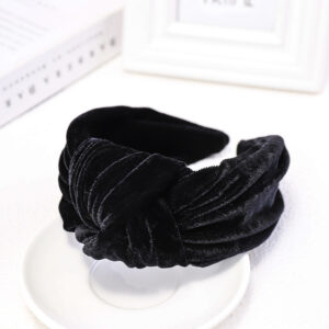 Black gold velvet wide headband