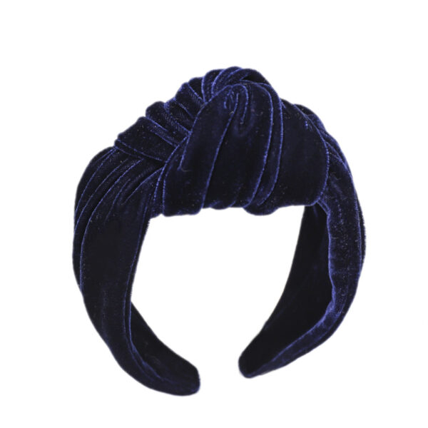 12361240383_105216488 Wholesale Fabric Pure Color Golden Velvet Stretch Knotted Braided Headband