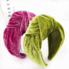12361369378_105216488 Wholesale Fabric Pure Color Golden Velvet Stretch Knotted Braided Headband