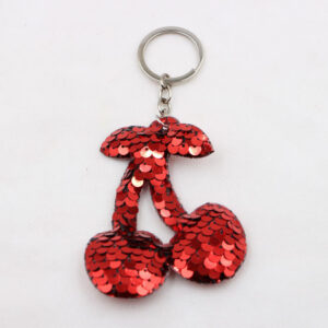 Cherry-red / Sequined keychain-single ring buckle
