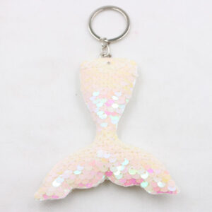 Fish Tail-Magic White / Sequined keychain-single ring buckle