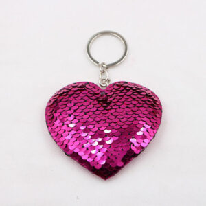 Peach Heart-Rose Red / Sequined keychain-single ring buckle