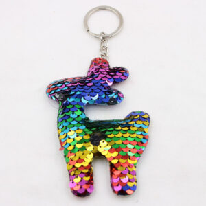 Giraffe-colorful / Sequined keychain-single ring buckle