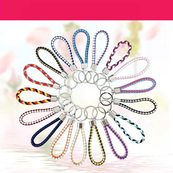 Wholesale Braided Color Leather Rope Keychain