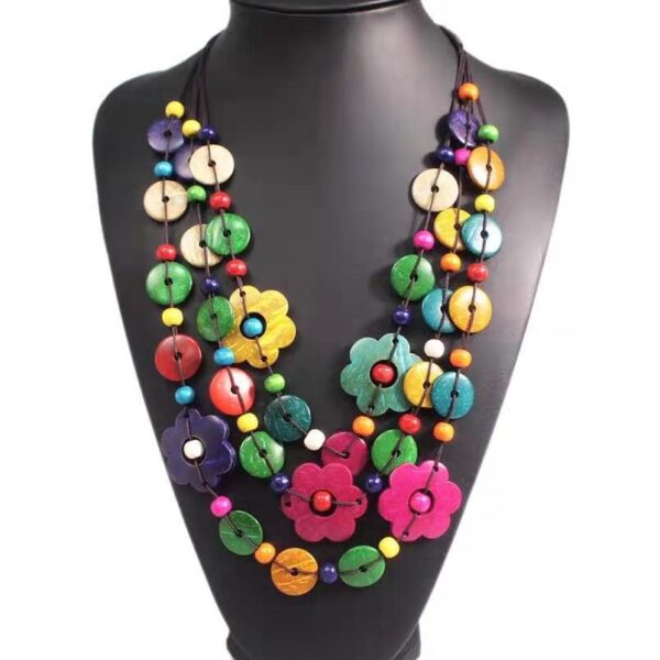 Wholesale Multilayer Flower Coconut Wood Shell Necklaces