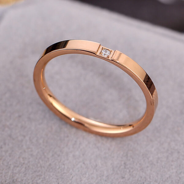 Wholesale Titanium Steel One Diamond Rose Gold Ring