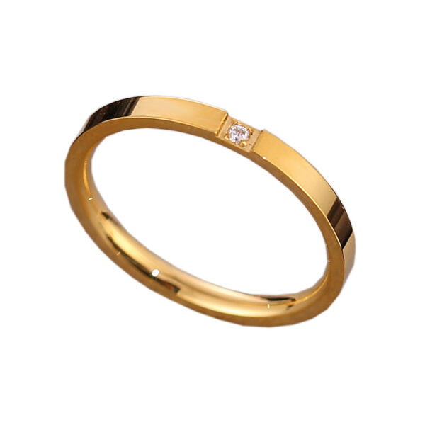 Wholesale Titanium Steel One Diamond Rose Gold Ring