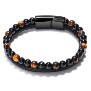 Leather Tiger Eye Bracelet 21cm