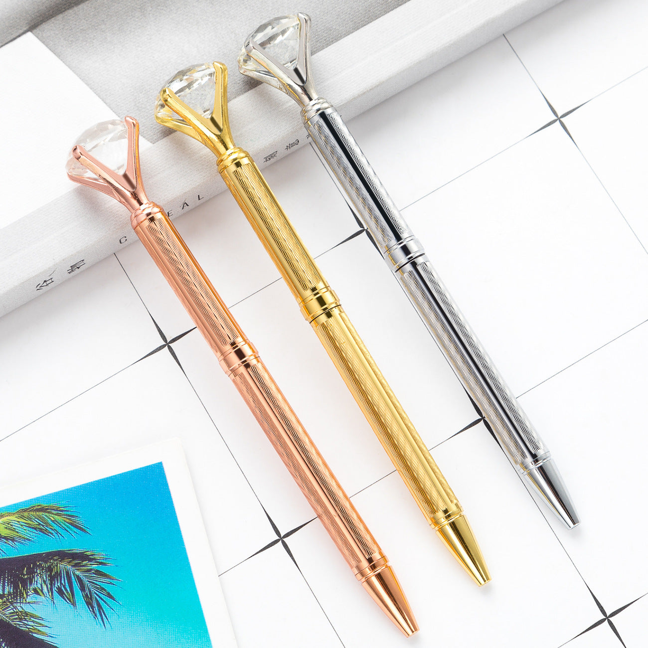 Wholesale Whole Pens Large Diamond Pens Oice Stationery Crystal Pens Metal Ballint Pens