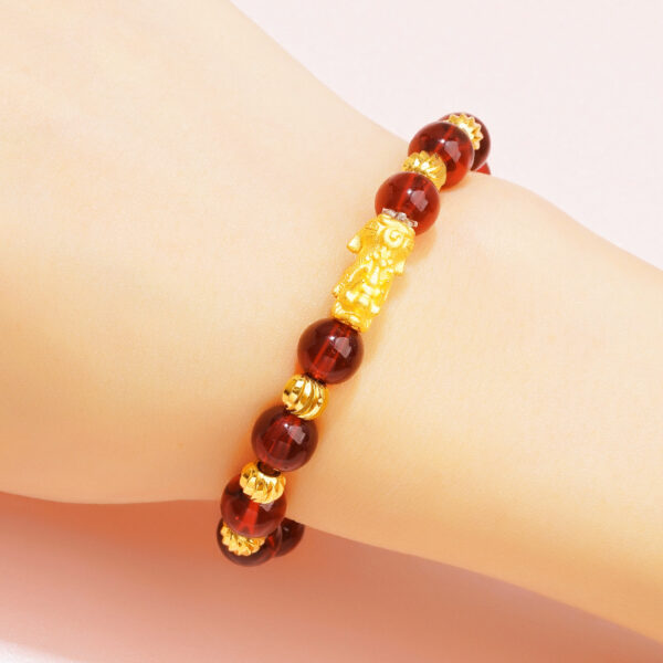 Wholesale Mini Brave Troops Garnet Obsidian Copper Bracelet