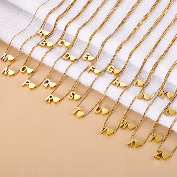 Wholesale Peach Heart 26 Letters Gold Plated Necklaces