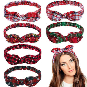 12538595241_2004744291 Wholesale Christmas Fabric Plaid Hair Ties
