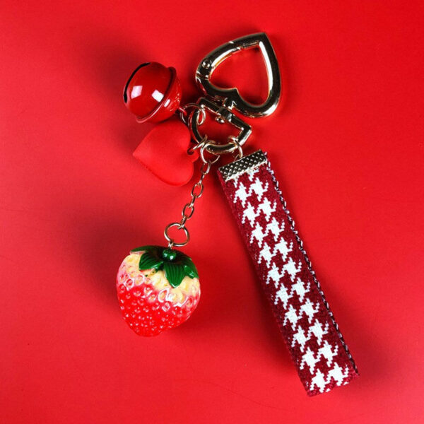 Wholesale Metal Strawberry Bell Keychain