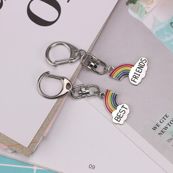 12567762945_679221165 Wholesale Pair of Rainbow Zinc Alloy Keychains