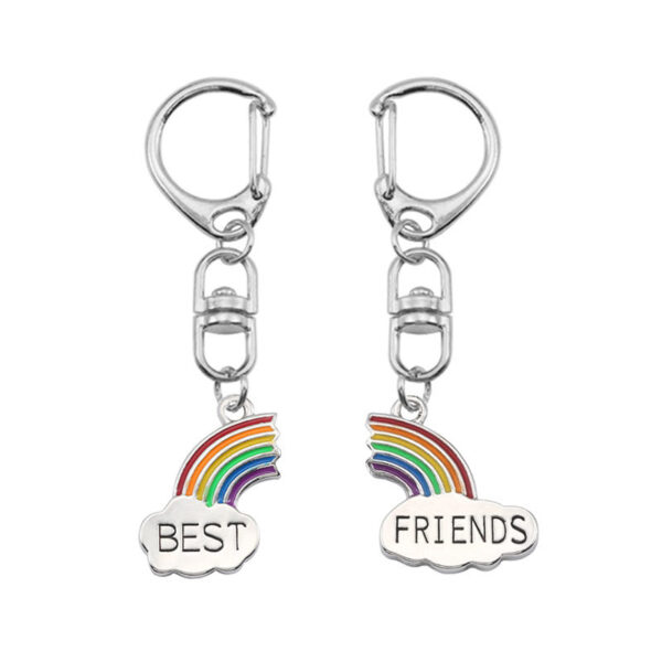 12567771726_679221165 Wholesale Pair of Rainbow Zinc Alloy Keychains