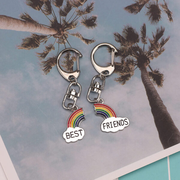 12567798017_679221165 Wholesale Pair of Rainbow Zinc Alloy Keychains