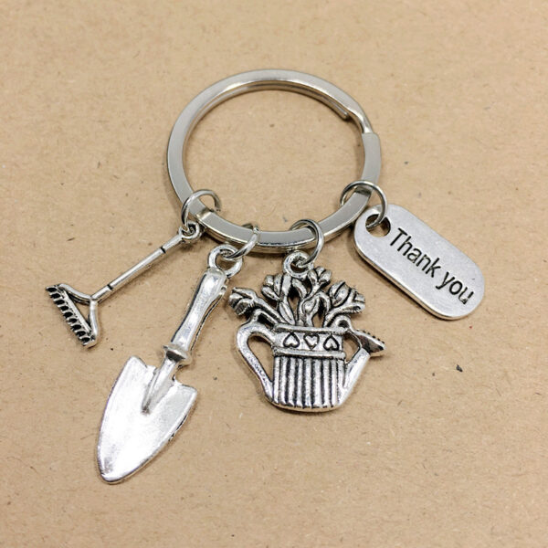 Wholesale Gardener Rake Iron Spade Kettle Alloy Keychains