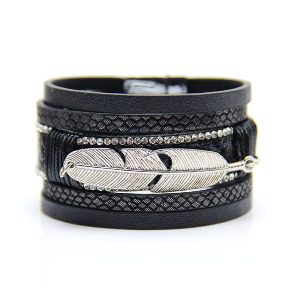 12598217325_745325296 Wholesale Feather Leather Woven Multi-layer Bracelets