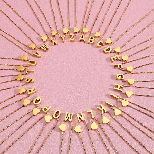 Wholesale Peach Heart 26 Letters Gold Plated Necklaces
