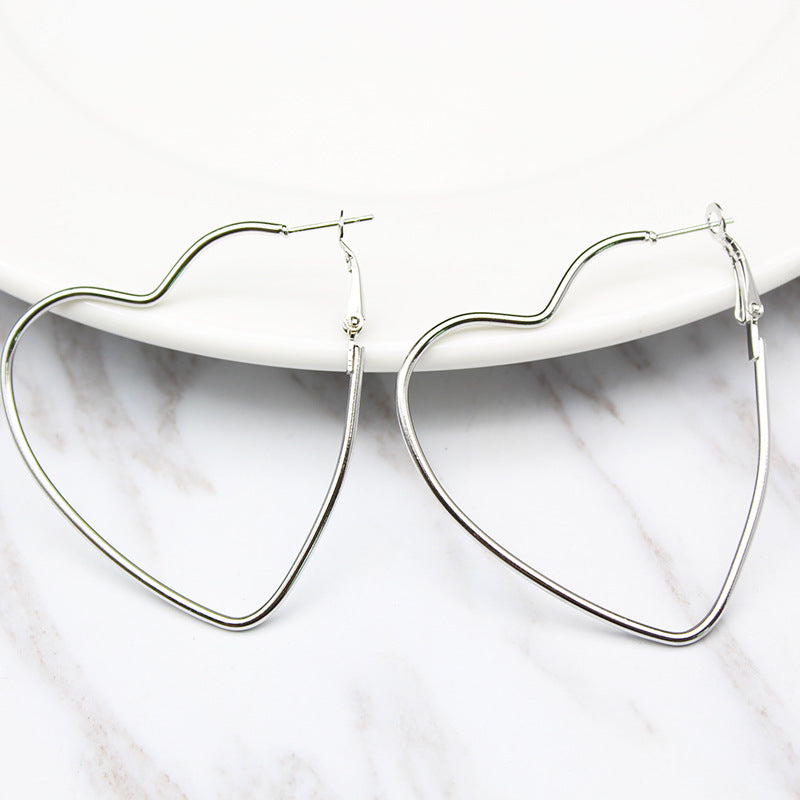 Wholesale Wire Metal Large Heart Shaped Hollow Earrings