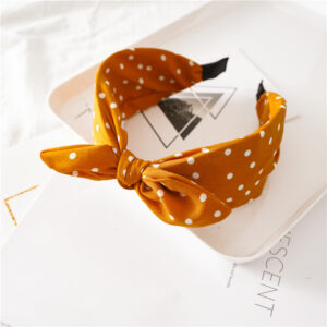 Yellow dot rabbit ear headband