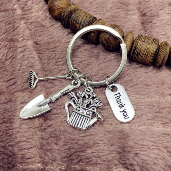 Wholesale Gardener Rake Iron Spade Kettle Alloy Keychains