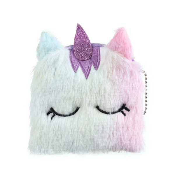 12633405054_846183141 Wholesale Square Cartoon Unicorn Plush Coin Purse