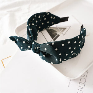 Dark Green Dot Rabbit Ear Headband