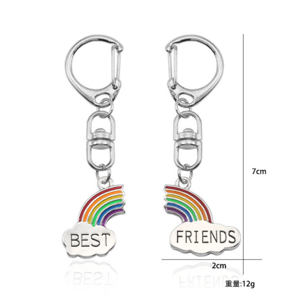 12643526994_679221165 Wholesale Pair of Rainbow Zinc Alloy Keychains