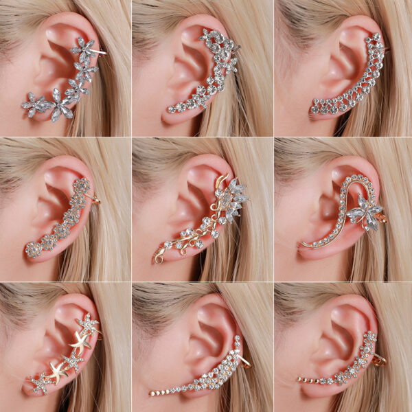 Wholesale Single Butterfly Crystal Ear Clip Alloy Earrings