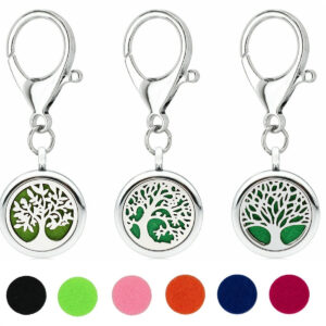Wholesale Alloy 25MM Tree of Life Hollow Aromatherapy Essential Oil Keychain