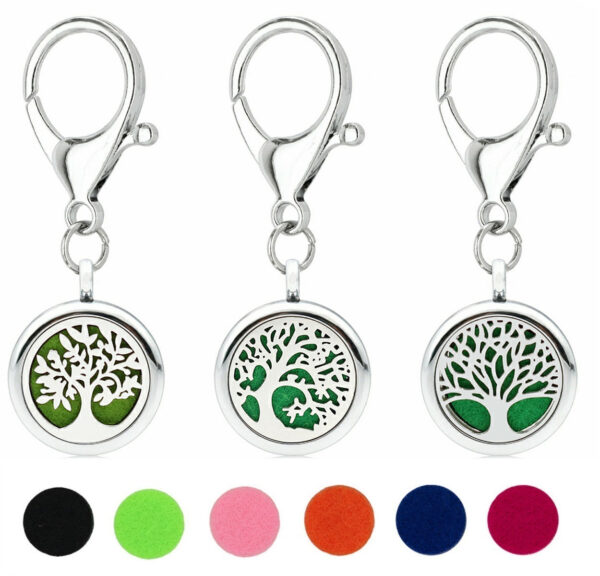Wholesale Alloy 25MM Tree of Life Hollow Aromatherapy Essential Oil Keychain