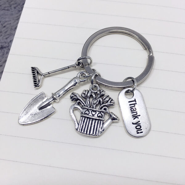 Wholesale Gardener Rake Iron Spade Kettle Alloy Keychains