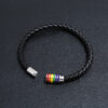 Wholesale Woven Rainbow Copper Magnet Buckle PU Leather Bracelet