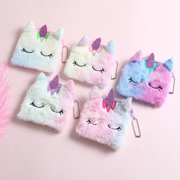 12709691803_846183141 Wholesale Square Cartoon Unicorn Plush Coin Purse