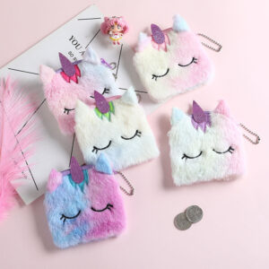 12709697670_846183141 Wholesale Square Cartoon Unicorn Plush Coin Purse
