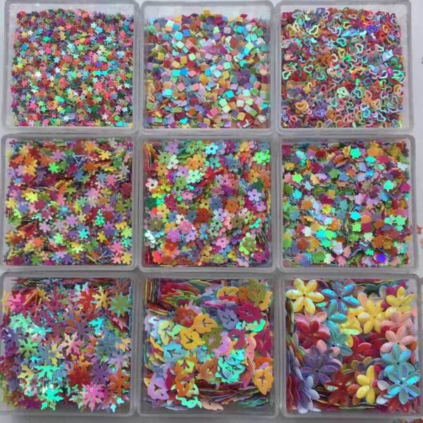 Wholesale 35g mixed color five-star peach heart leaves, maple leaves, flower glitter, slime crystal mud, drip glue, handmade DIY material