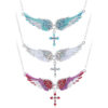 Wholesale Angel Wings Cross Diamond Alloy Necklaces