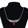 Wholesale Angel Wings Cross Diamond Alloy Necklaces