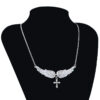 Wholesale Angel Wings Cross Diamond Alloy Necklaces