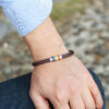 Wholesale Woven Rainbow Copper Magnet Buckle PU Leather Bracelet