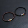 Wholesale Woven Rainbow Copper Magnet Buckle PU Leather Bracelet