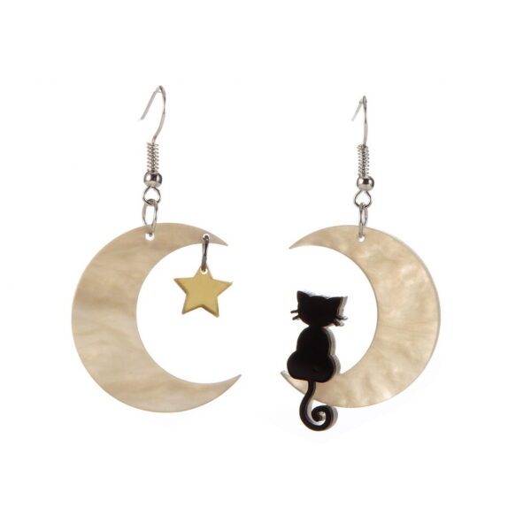Wholesale Kitten Moon Star Plastic Earrings
