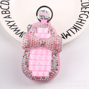 Diamond Bow Gourd Key Bag-pink diamond