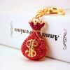 12796749194_546462728 Wholesale Creative Diamond Crystal Money Bag Lucky Bag Metal Keychain