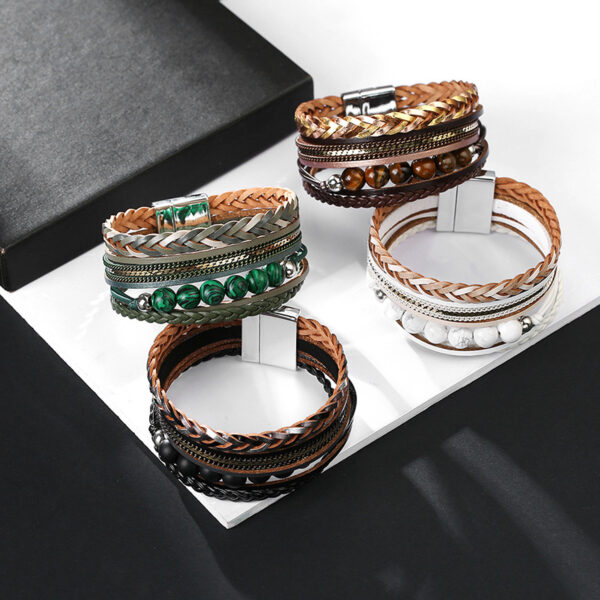 Wholesale Bohemian Multi-layered Braided Genuine Leather Bracelet