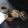 Wholesale Multi-layered Genuine Leather Fine Chain Copper Tube Diamond Bracelet