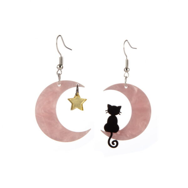 Wholesale Kitten Moon Star Plastic Earrings